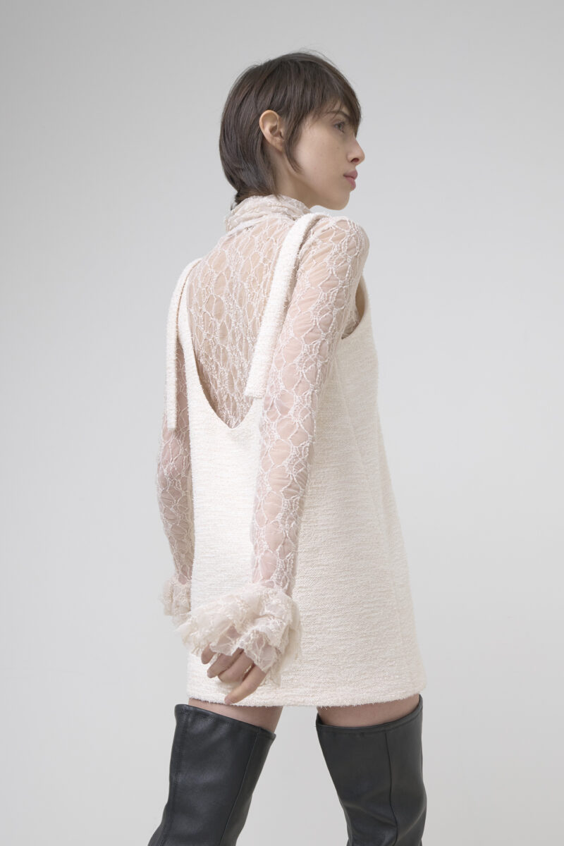 BOUCLÉ DRESS WITH DEEP NECKLINE - Image 3