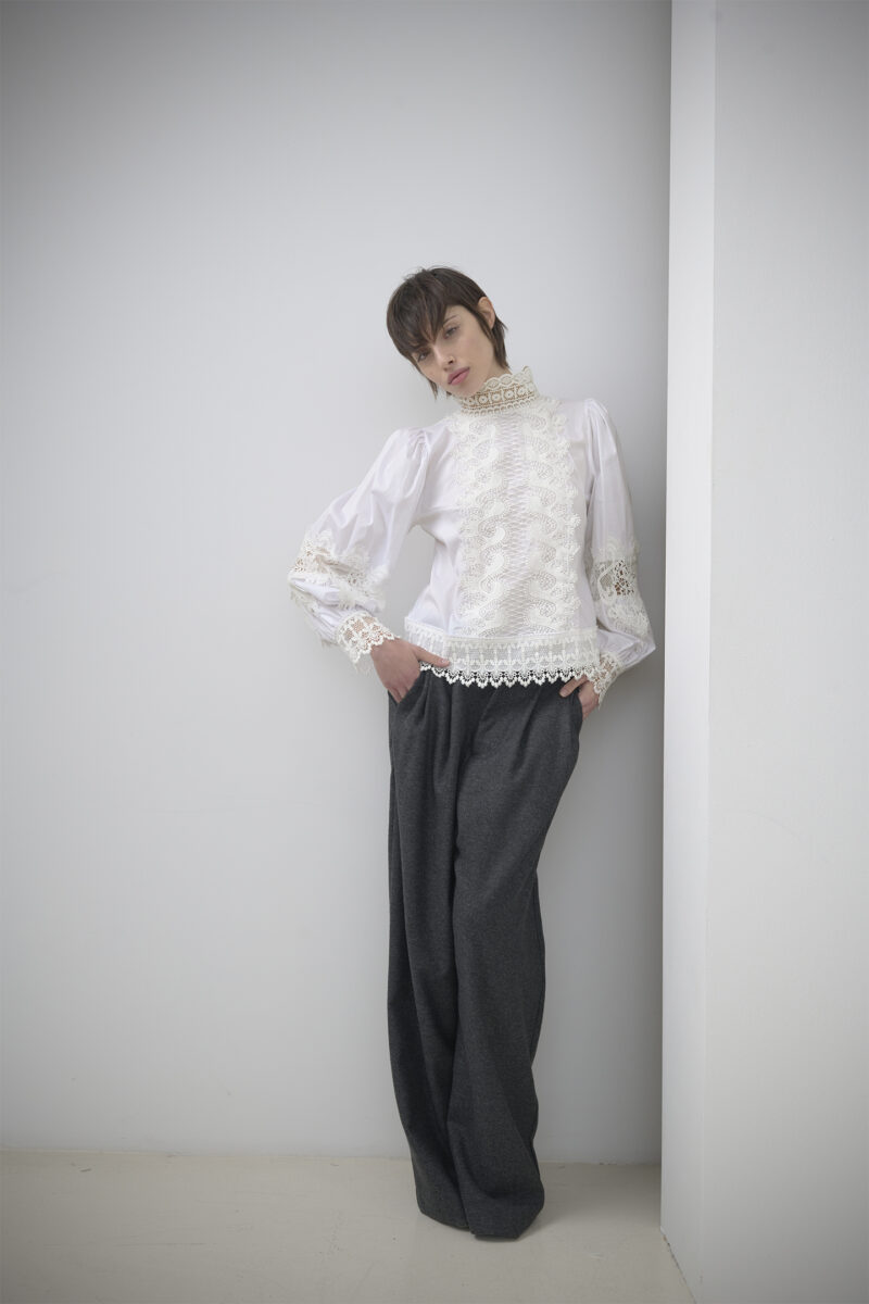 SALT AND PEPPER WOOL BLEND TROUSERS - Image 2