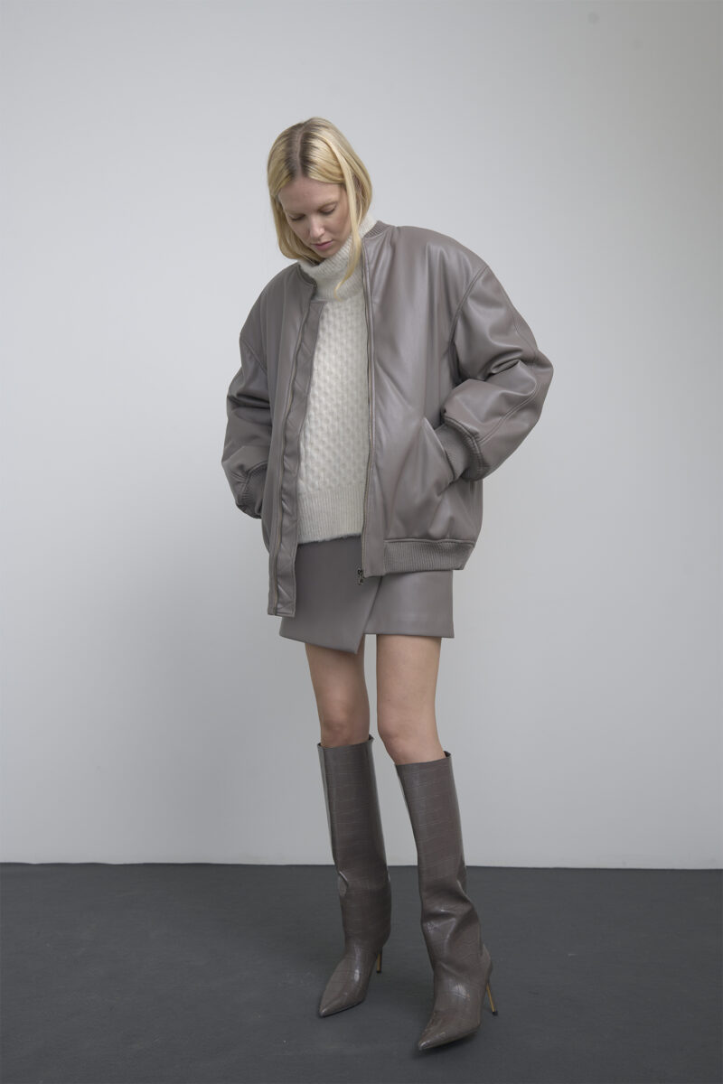 FAKE LEATHER BOMBER JACKET - Image 3