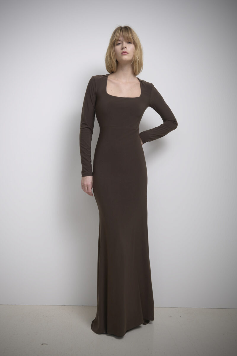 LONG DRESS WITH HOOD IN SOLID JERSEY - Image 2