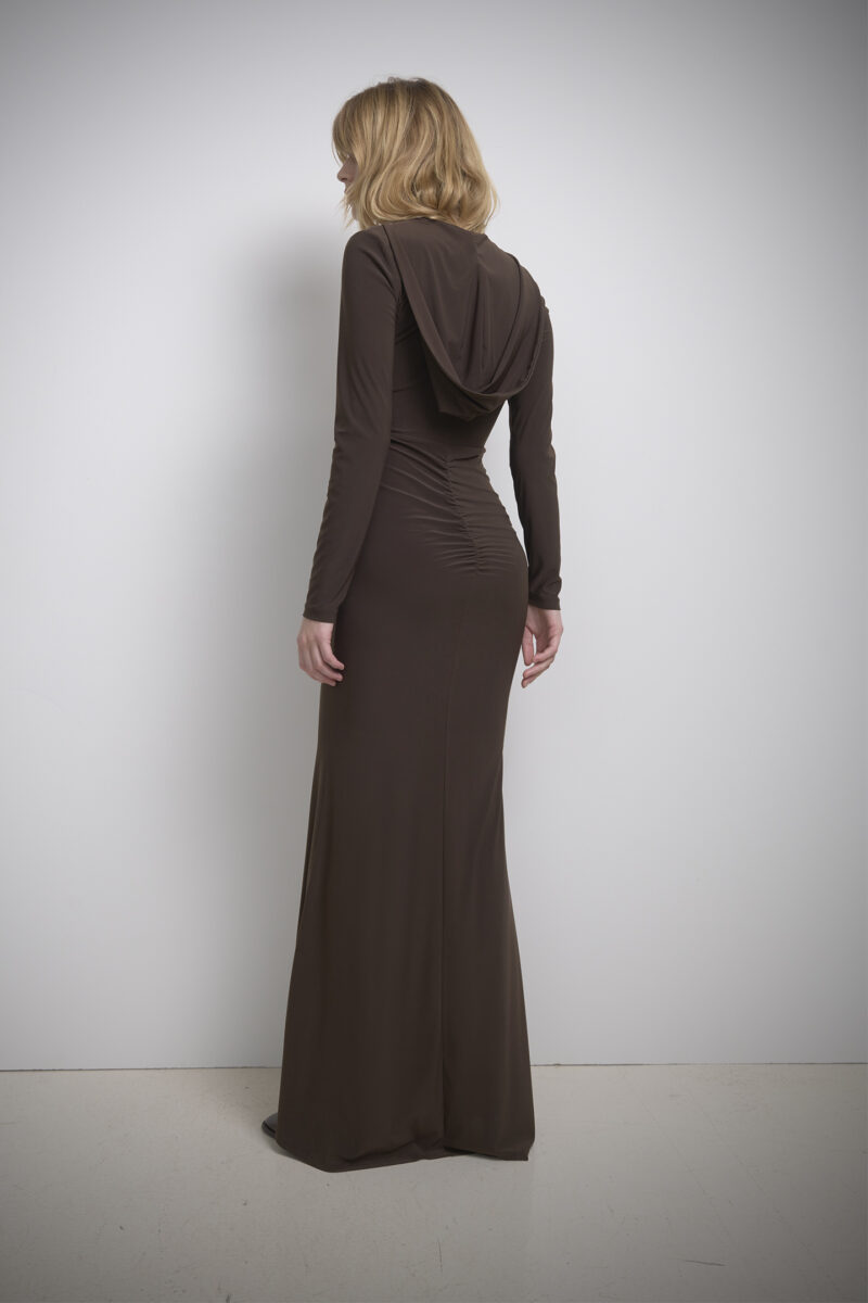 LONG DRESS WITH HOOD IN SOLID JERSEY - Image 3