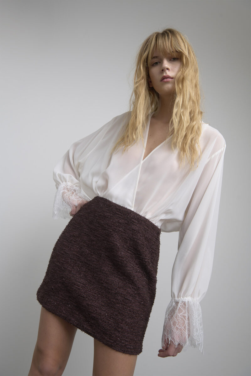ASSEMBLED DRESS IN BOUCLE AND CHIFFON - Image 2