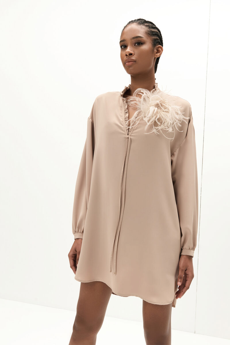 TUNIC DRESS WITH LACE CREPE DE CHINE
