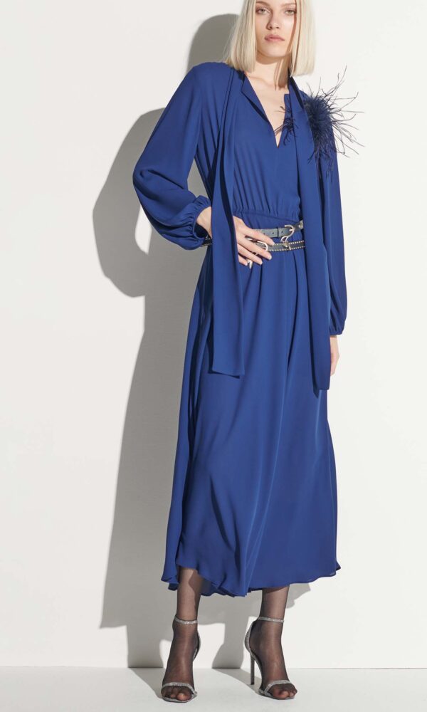 V-NECK LONG DRESS IN GEORGETTE