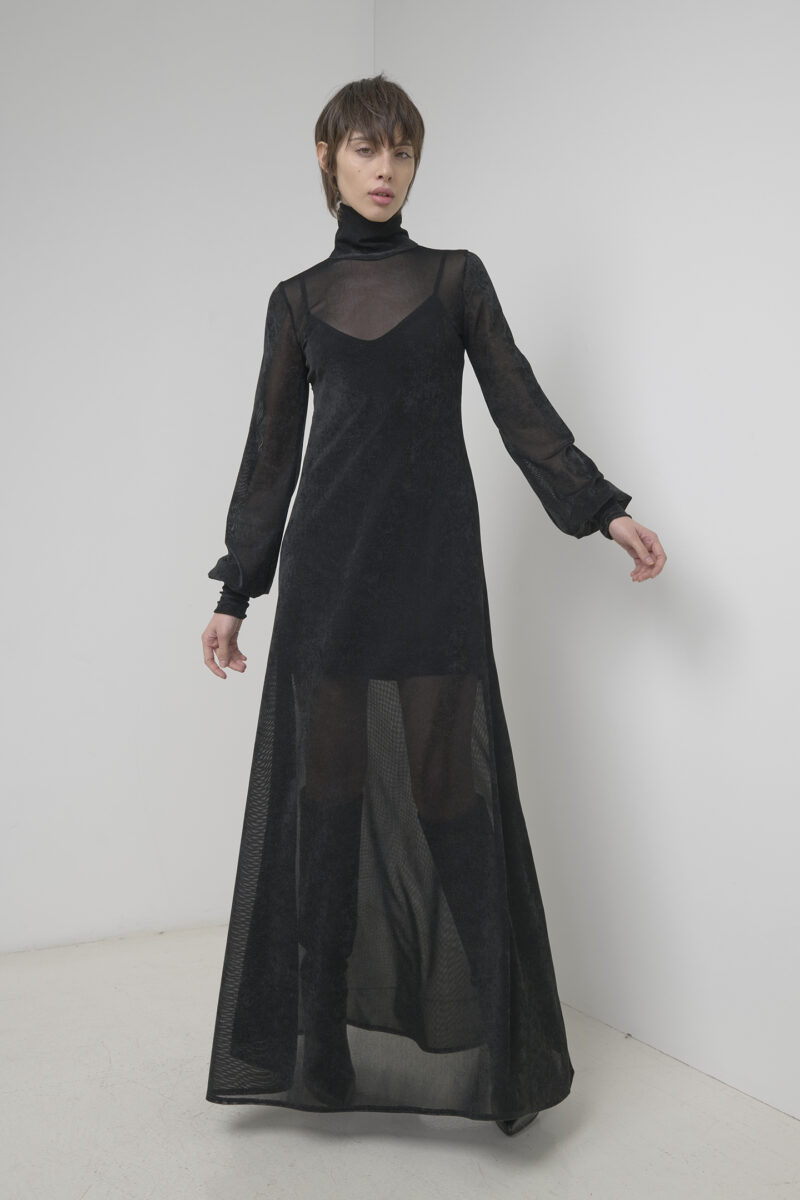 MAXI TURTLENECK DRESS IN ORGANZA - Image 2