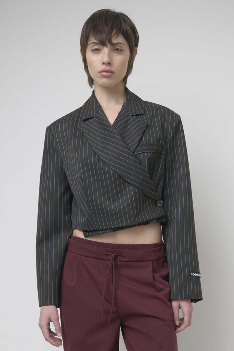 CROPPED JACKET WITH PIPED PATTERN - Image 3