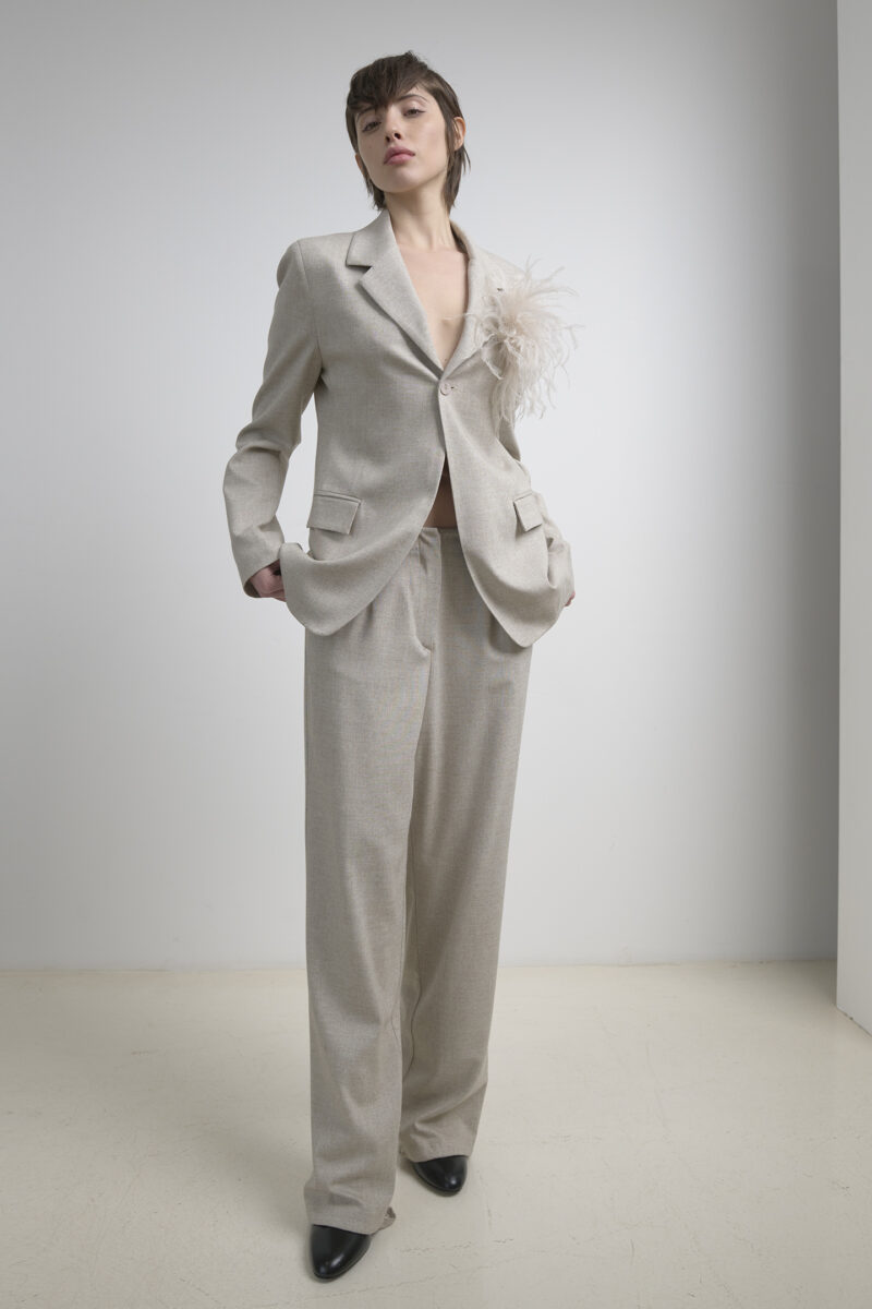 SLIM-FIT JACKET IN MELANGE FABRIC - Image 2