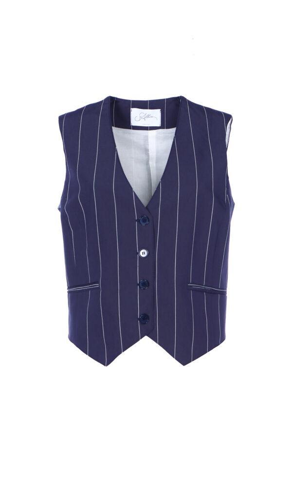 STRIPED WAISTCOAT WITH THREE BUTTONS