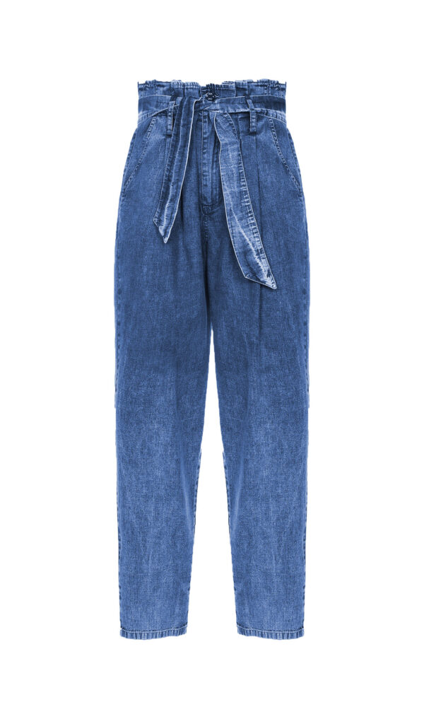 HIGH WAISTED DENIM TROUSERS WITH BELT
