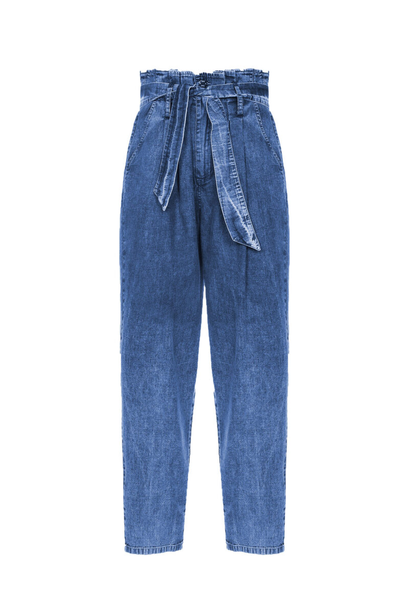 HIGH WAISTED DENIM TROUSERS WITH BELT