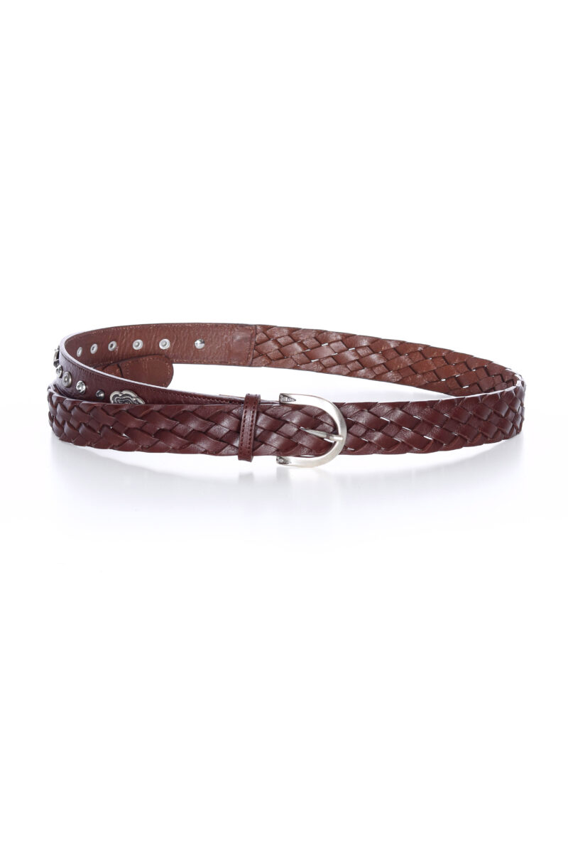 BRAIDED BELT WITH LEATHER STUDS