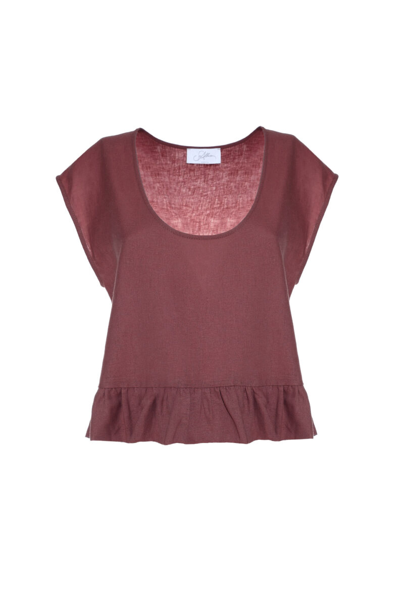 BLUSA CON ROUCHES MISTO LINO - immagine 6
