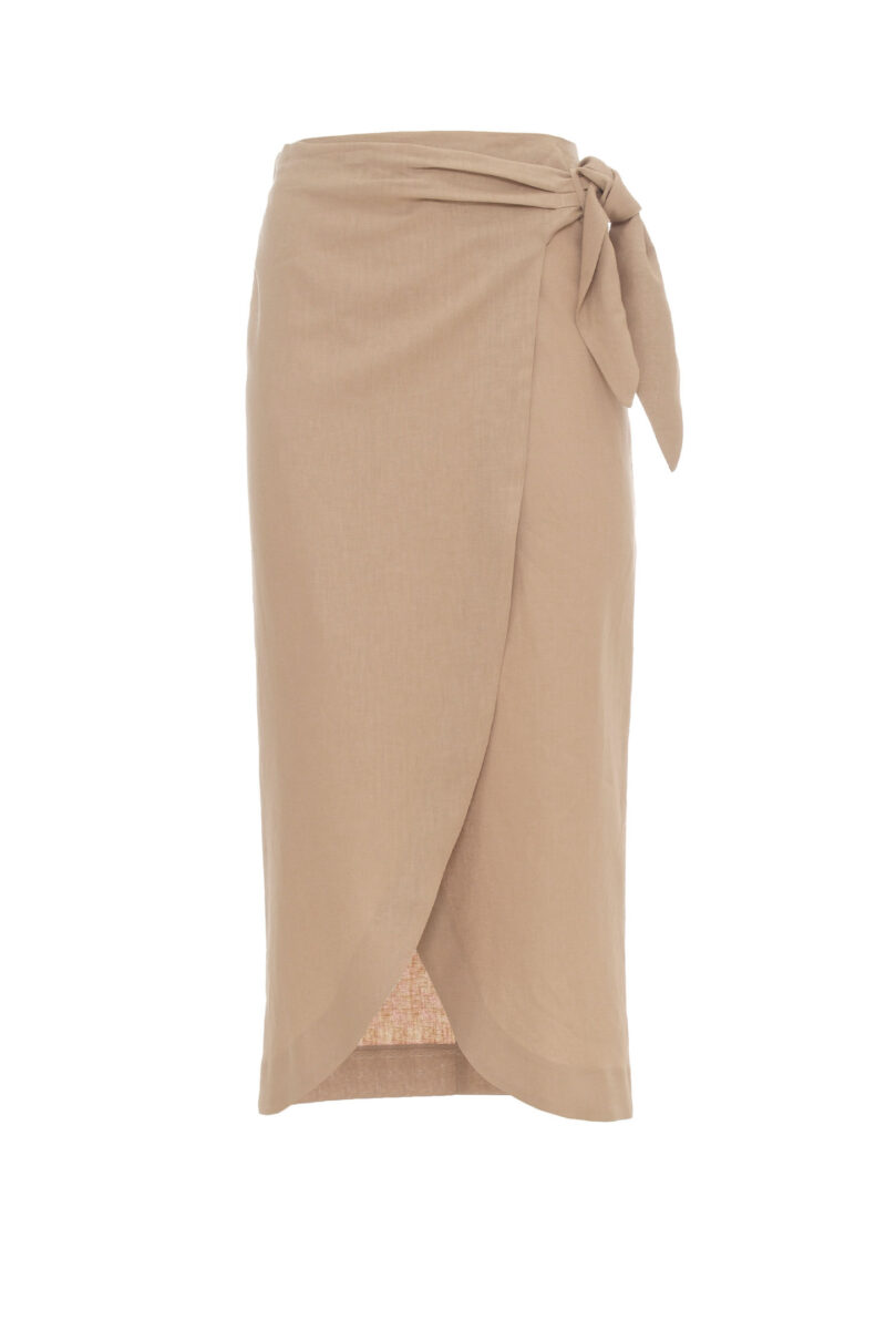 LINEN BLEND PAREO SKIRT - Image 6