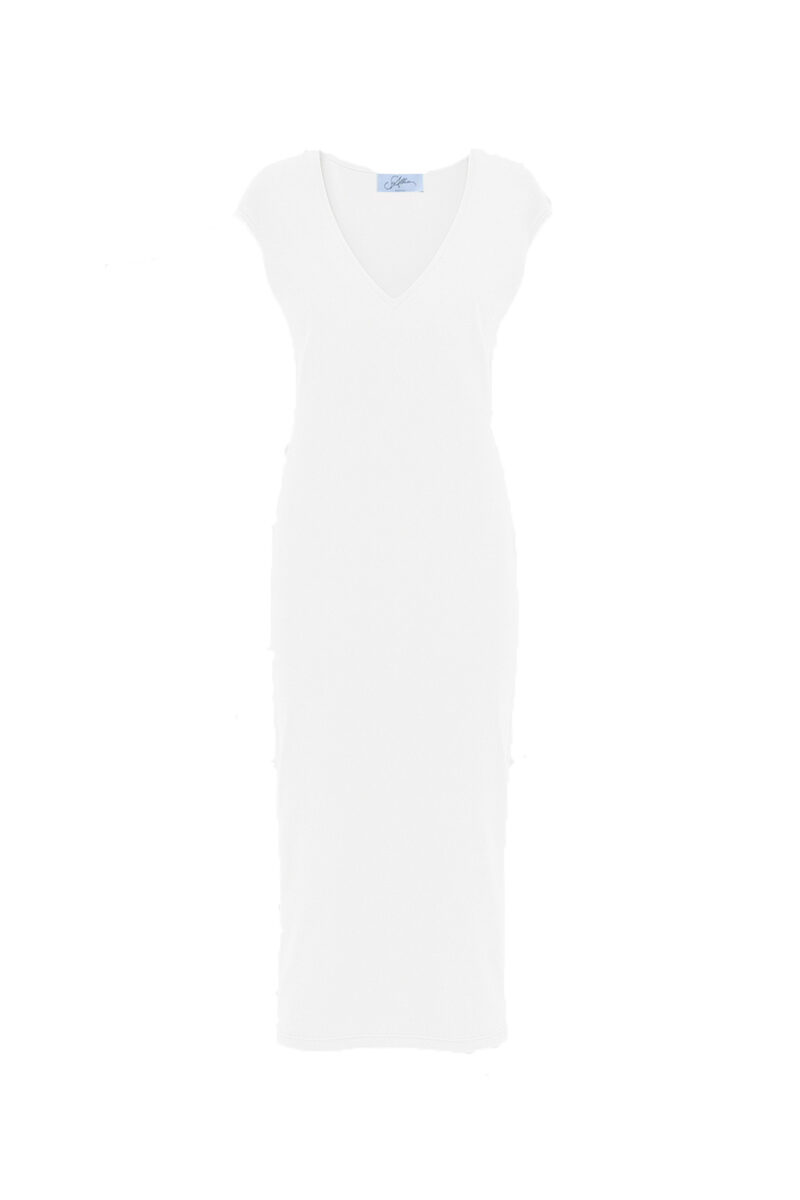 RIBBED COTTON MIDI DRESS - Image 4