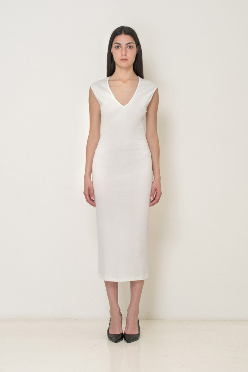 RIBBED COTTON MIDI DRESS - Image 5