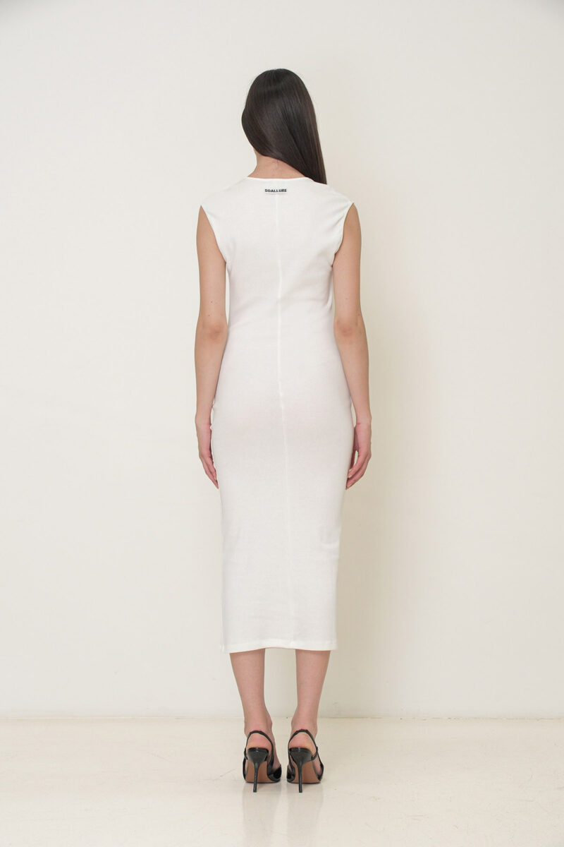 RIBBED COTTON MIDI DRESS - Image 6