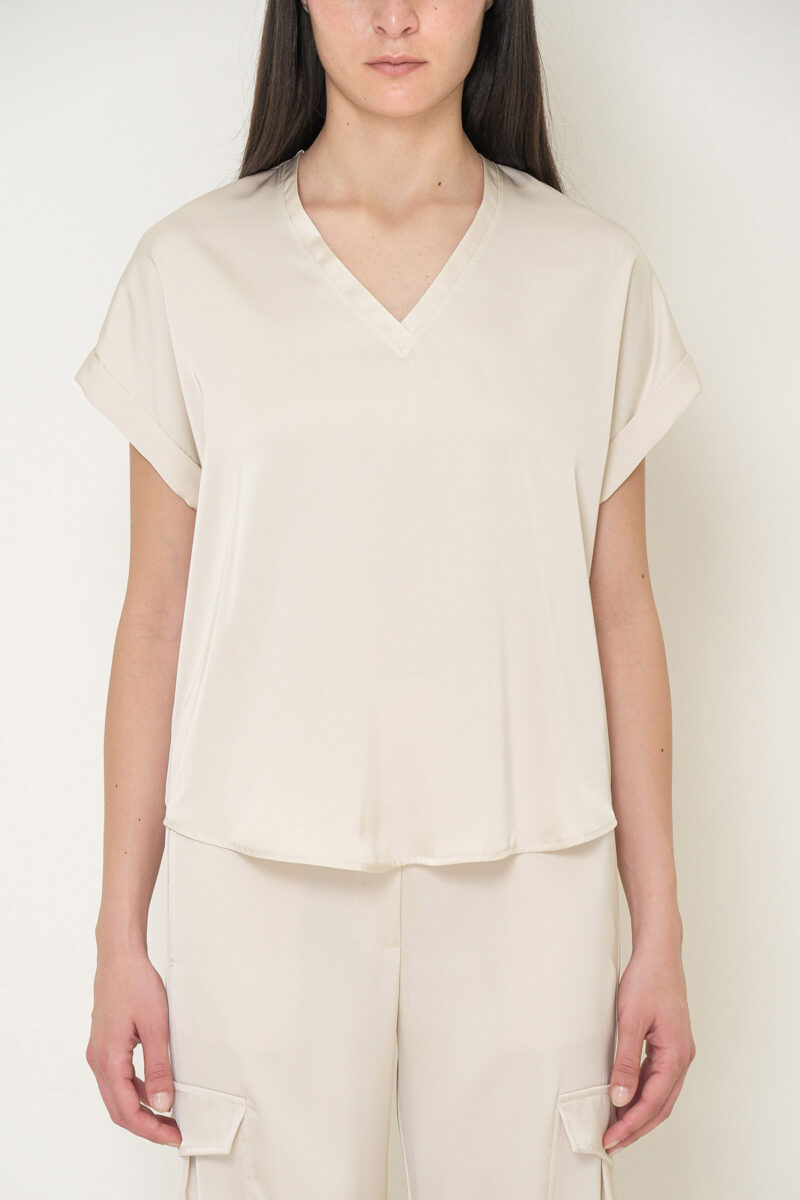 BLUSA SCOLLO A V IN RASO - immagine 3