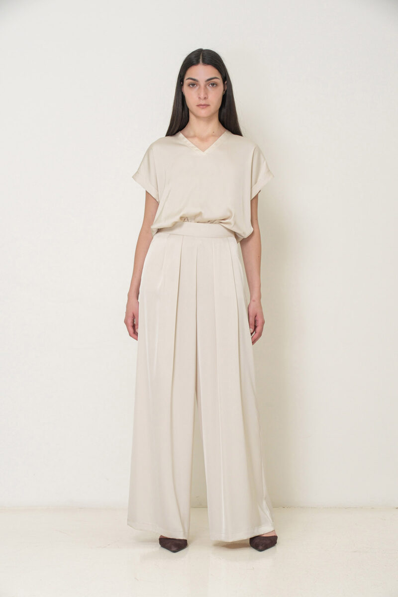 BLUSA SCOLLO A V IN RASO - immagine 2