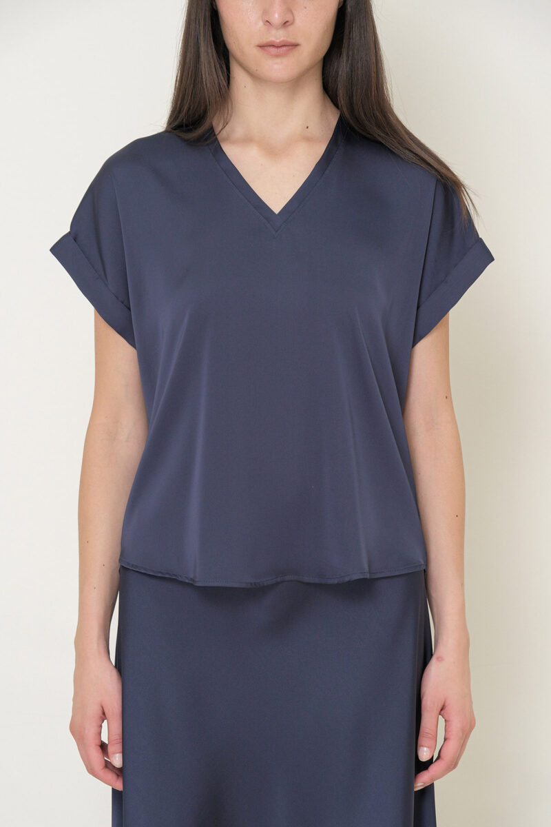BLUSA SCOLLO A V IN RASO - immagine 6