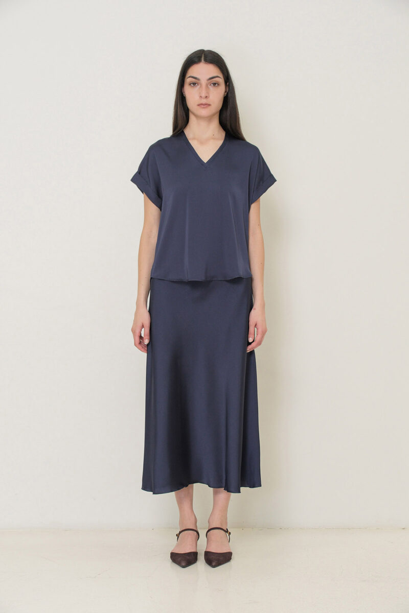 BLUSA SCOLLO A V IN RASO - immagine 5