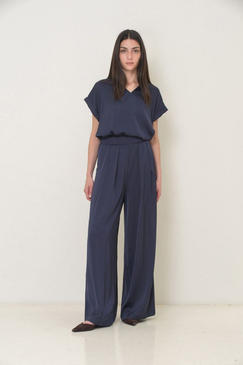 BLUSA SCOLLO A V IN RASO - immagine 4