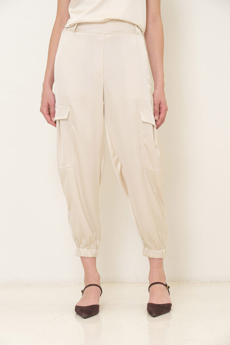 PANTALONI JOGGING CARGO IN RASO - immagine 3