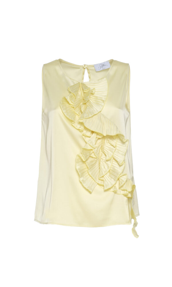 BLOUSE WITH PLEATED FLOUNCE