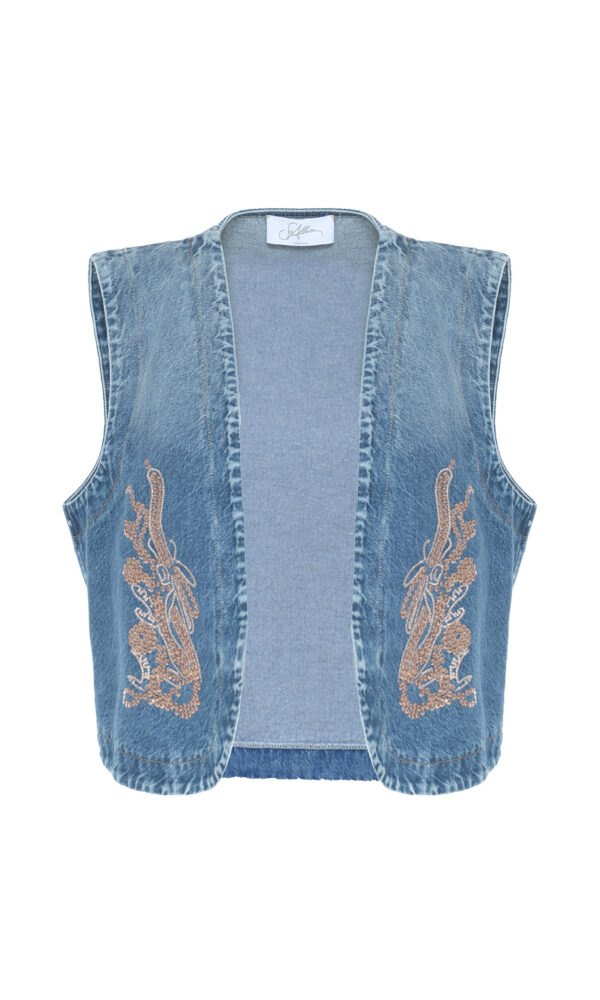DENIM VEST WITH EMBROIDERY