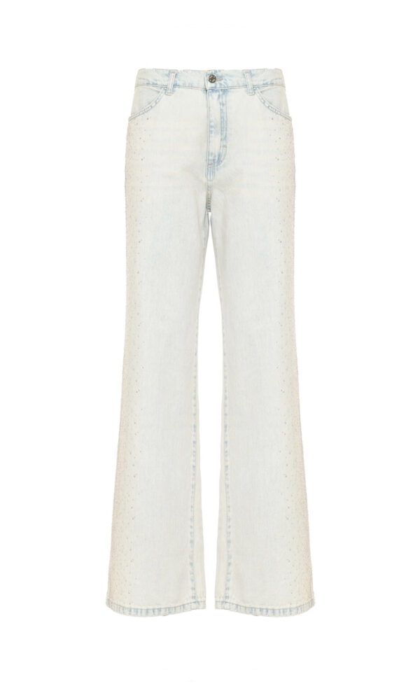 JEANS DRITTI CON MICRO CRISTALLI