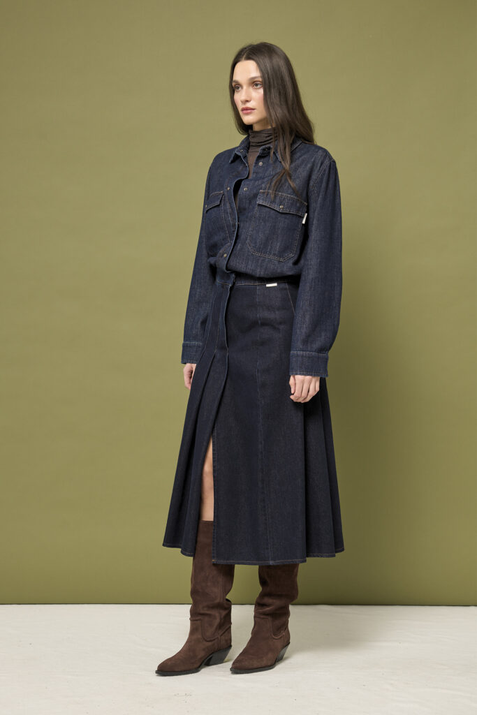 GONNA A PIEGHE IN DENIM
