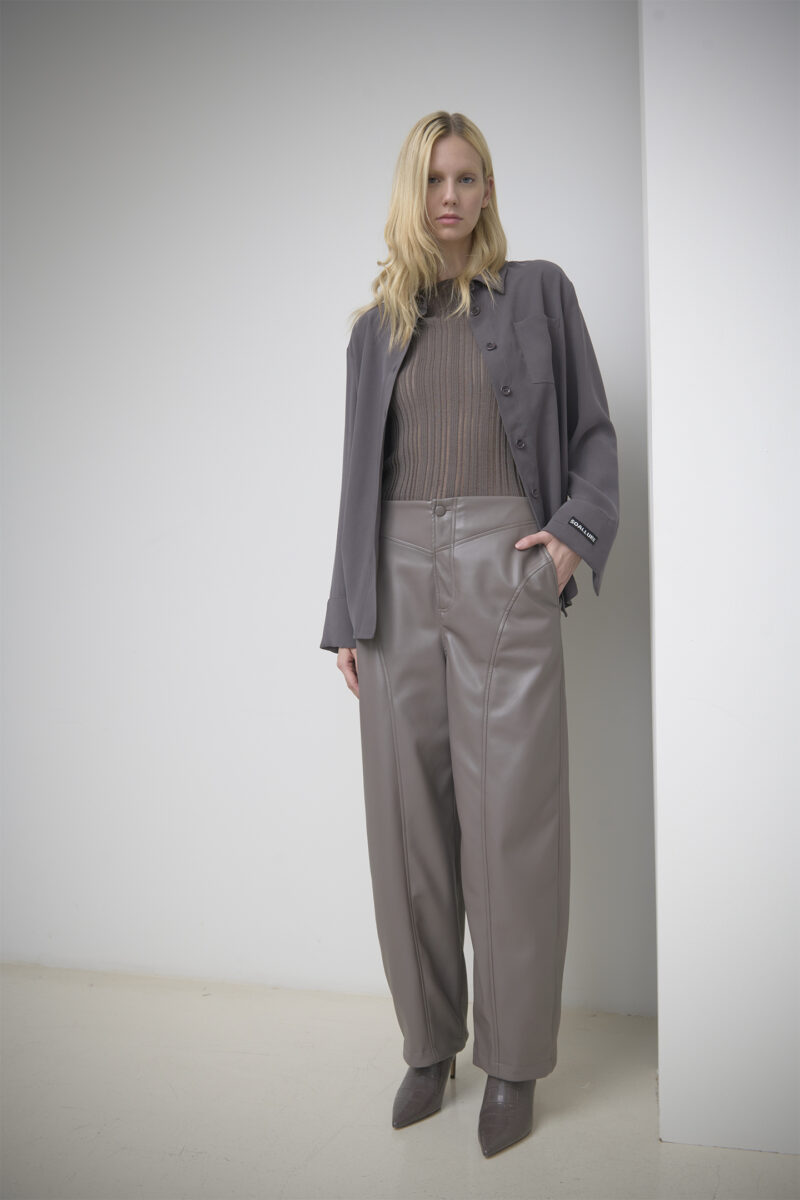 WIDE-LEG ECO-LEATHER TROUSERS - Image 2