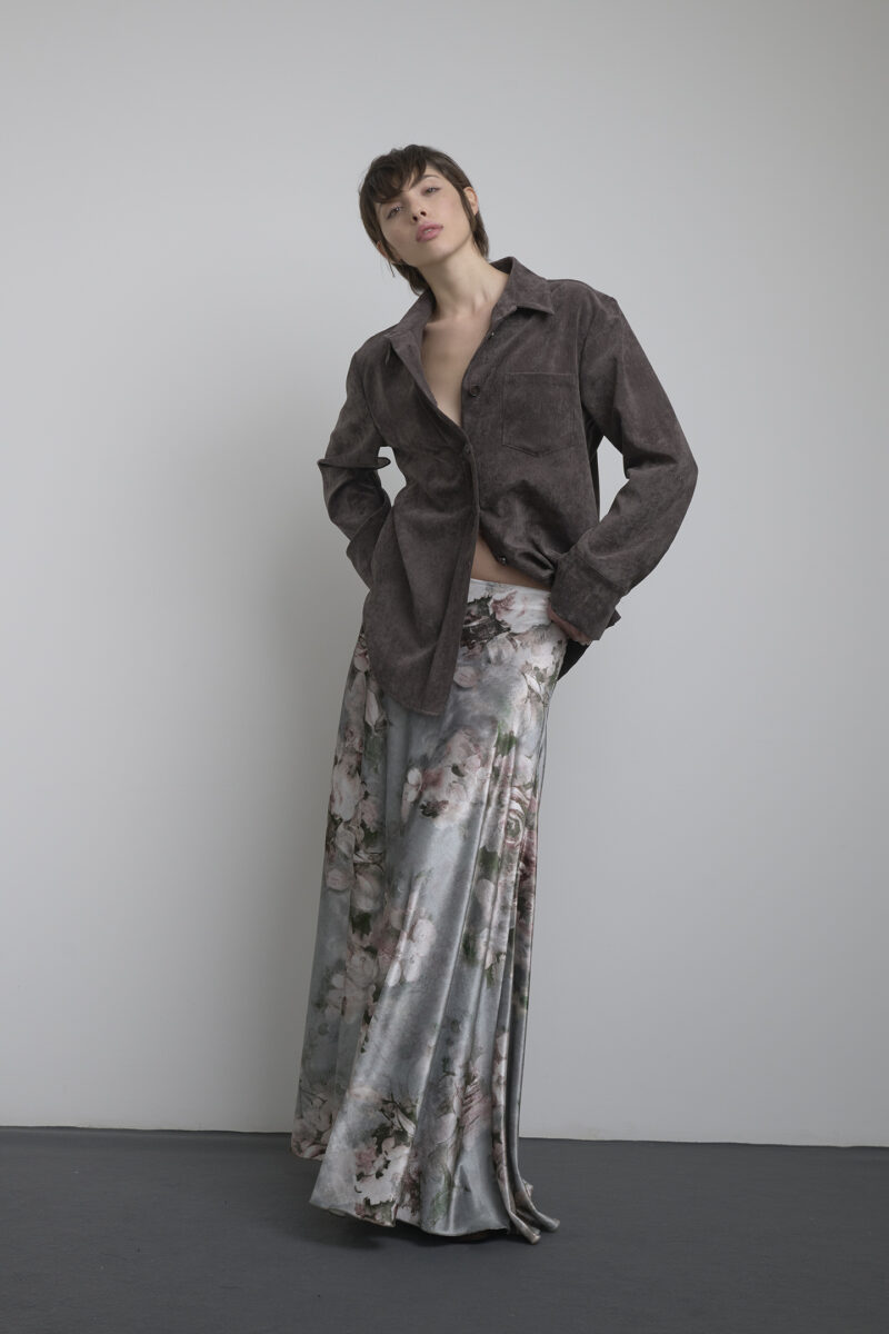 MAXI GONNA IN VELLUTO FLOREALE - immagine 2