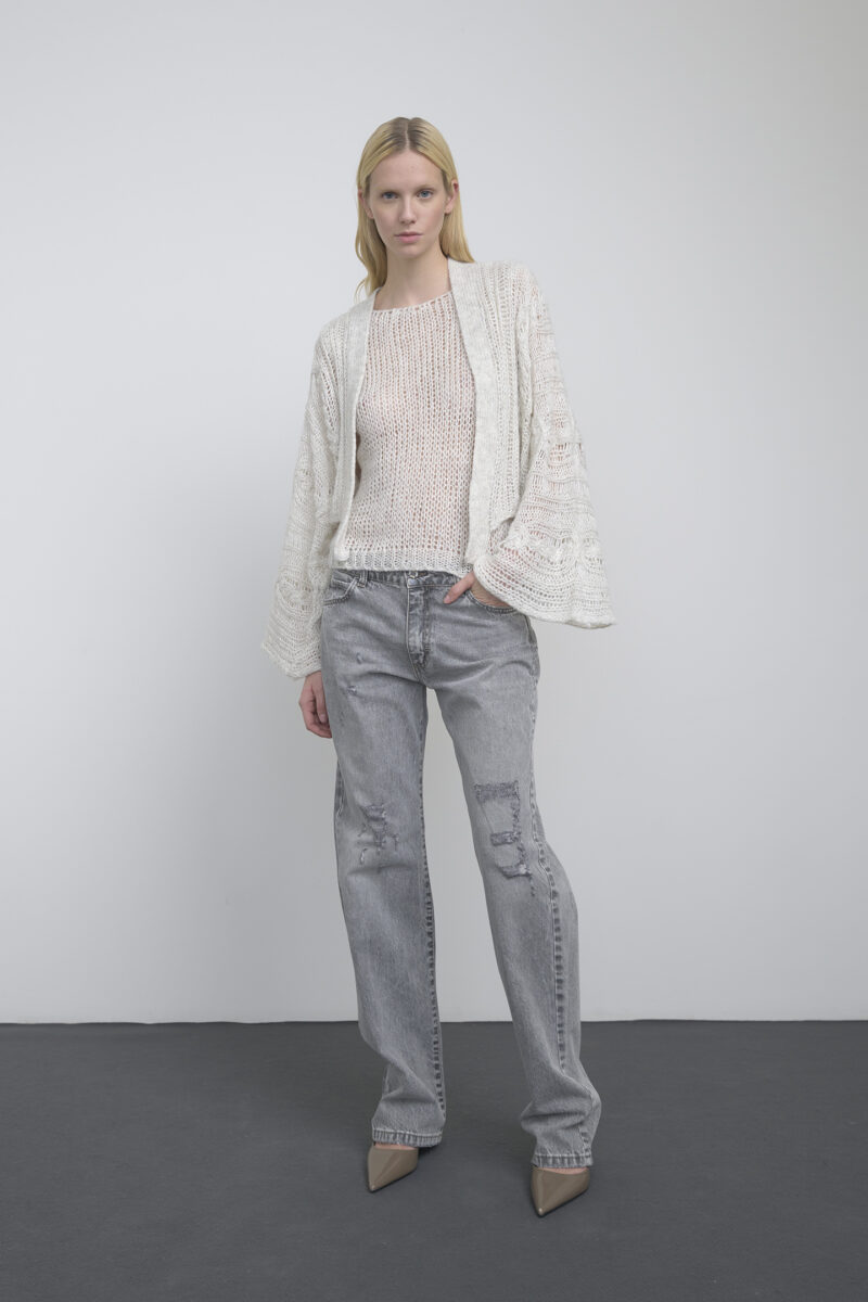 JEANS STRAIGHT FIT GRIGIO CHIARO - immagine 2