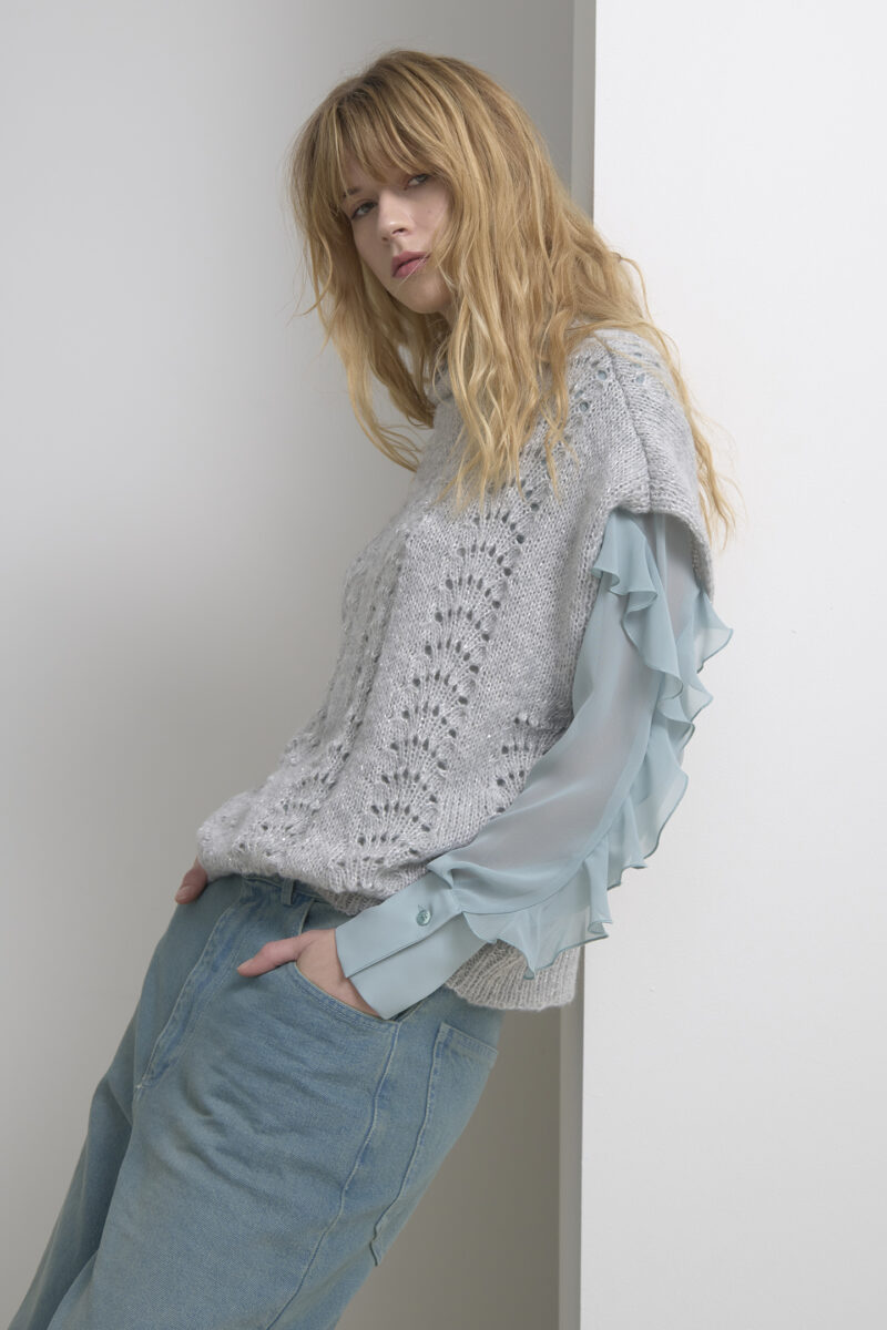 GILET MISTO LANA PUNTO VENTAGLIO - immagine 4