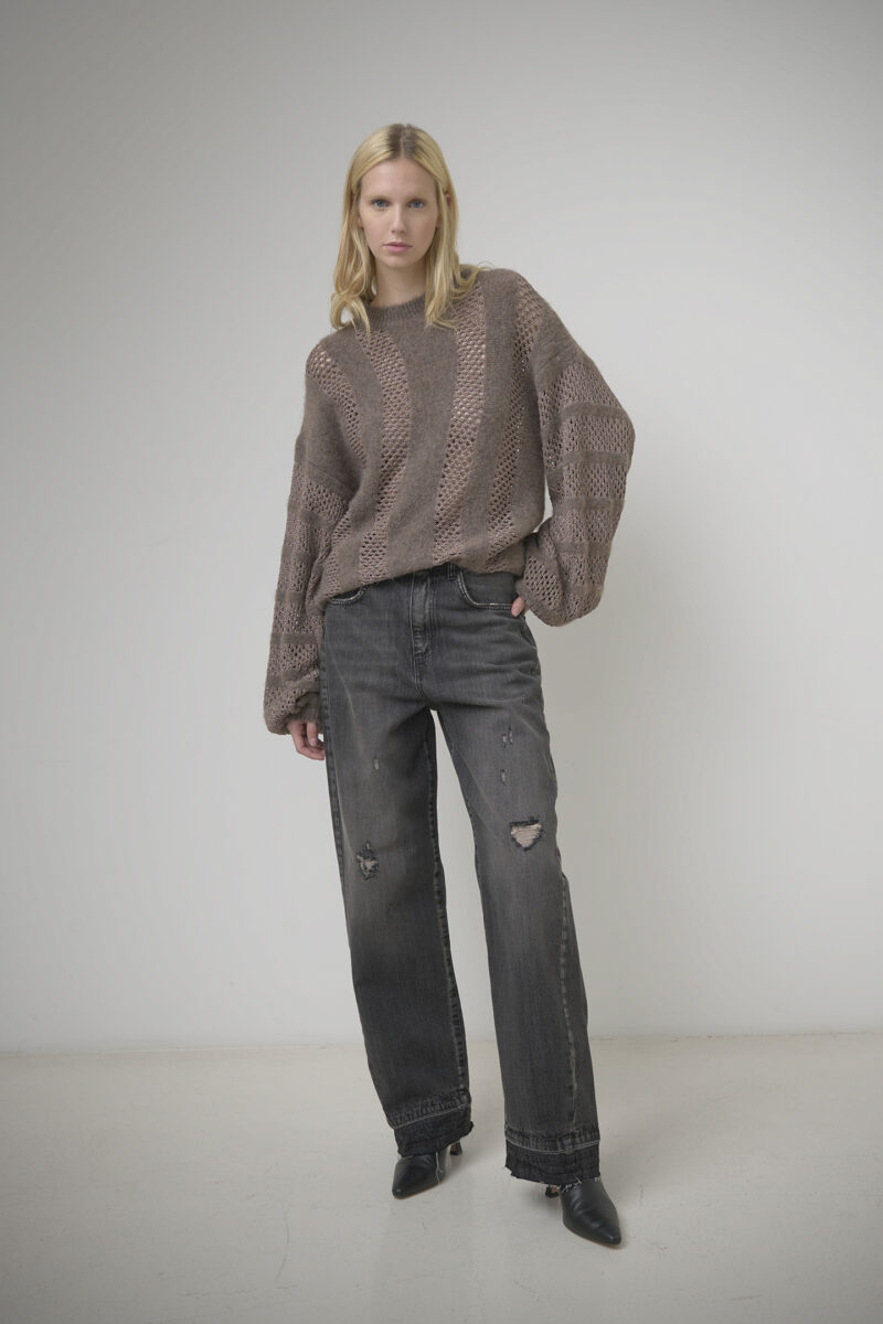 DARK GREY FADED DENIM JEANS - Image 2
