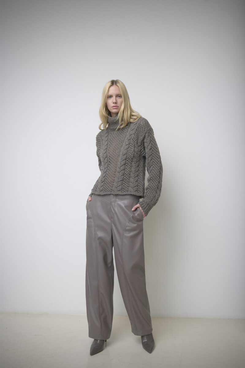 WIDE-LEG ECO-LEATHER TROUSERS - Image 3