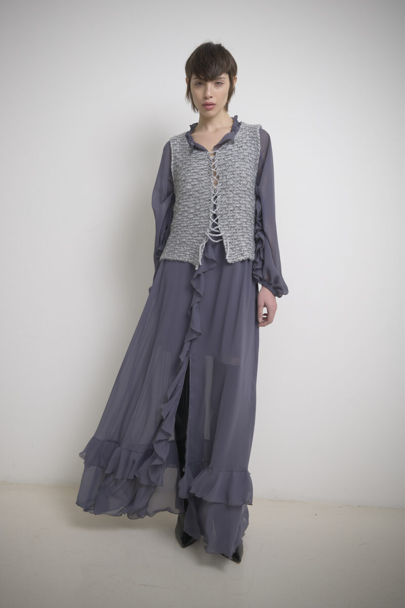 ABITO IN CHIFFON CON ROUCHES - immagine 8