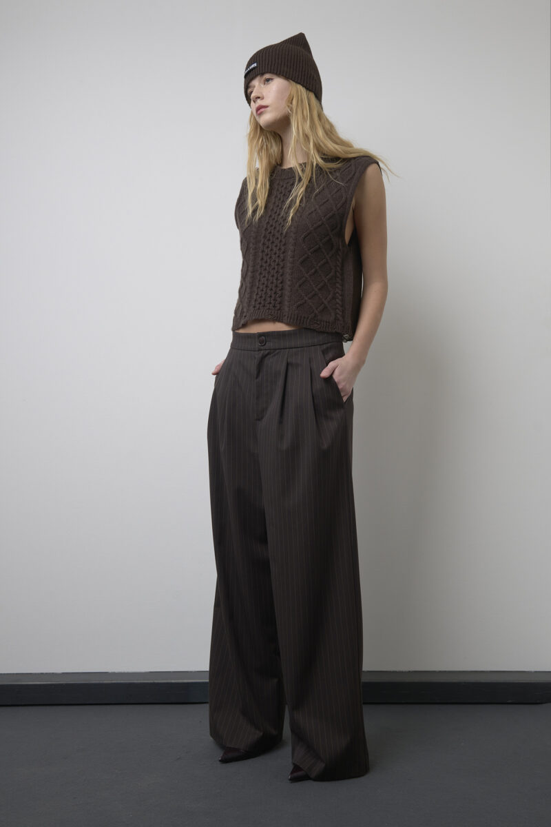 PANTALONI A PALAZZO TESSUTO GESSATO - immagine 2